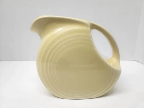Fiestaware- Vintage 1940's Disc Water Pitcher Pale Yellow Medium