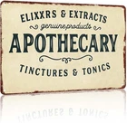 Vintage metal sign Vintage Elixirs and Extracts Apothecary Sign, 12 x 8 Inch