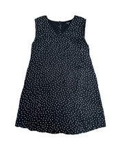 Madewell 100 Silk Star Print Gold Button V Neck Lined Sleeveless Dress Black M