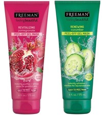 2x Freeman Peel Off Gel Masks Renewing Cucumber & Revitalising Pomegranate