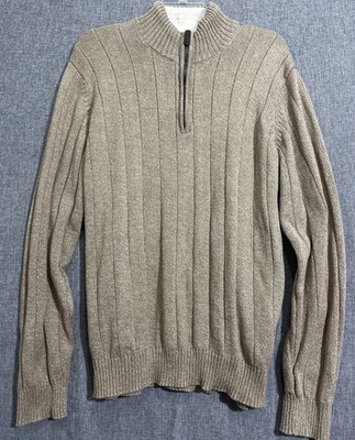 David Taylor Collection Mens XL Knit Brown Sweater 1/4 Zip Mock Neck MS15