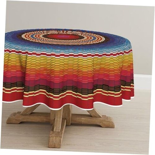 Mexico Tablecloth 60x60 Inch Round, Halloween Cinco De Mayo Fiesta Colorful