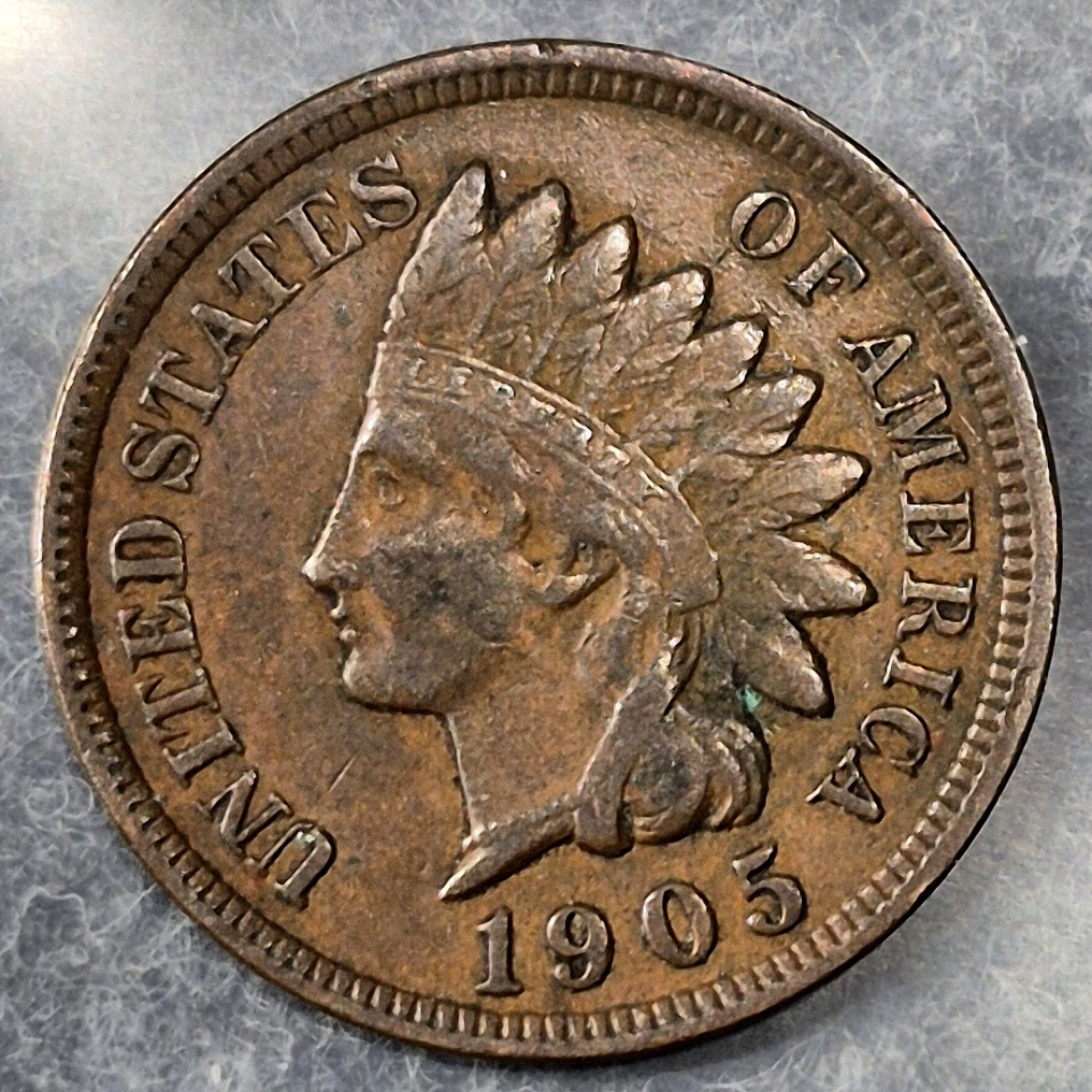 1905 Indian Head Cent Penny 1C VF-XF Features Diamonds Bronze Brown