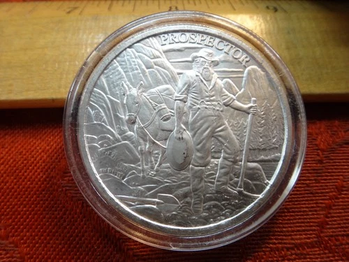Prospector Old West Town 1 Oz .999 Silver Bullion Round - No Reserve
