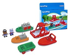 AquaPlay 8700000272 BoatSet-Accessories Waterways or for The Bath, 4 Boats, 1 Am