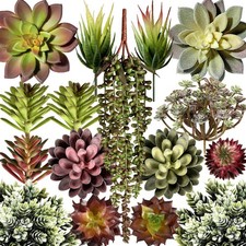 Artificial Succulent Plants Fake Assorted - 16 Pack - Unpotted Succulent Plan...