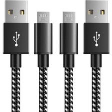 PS4 Charger Cable for Controller, 2 Pack 10ft Micro USB Nylon Braided Cord, M...