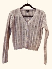 Art Class Girls Sweater Cardigan Purple Pink Knit Cotton Acrylic Size XL 14