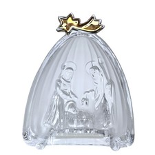 Mikasa Golden Stars Glass Christmas Nativity Scene w/Gold Star Made in USA