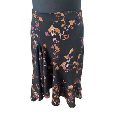 Cubus Rock Damen Gr 36 Schwarz Blumen Elegant Midirock Volant