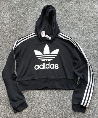 Mädchen Adidas Hoodie, Alter 11-12 Jahre, schwarz, Pullover, Crop, Baumwollmischung (1)