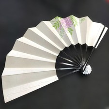 Unused handpainted folding fan with floral design, good condition