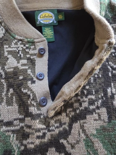 Cabela's  vintage camouflage wool sweater. Goretex lined 2XL 930449 image 2