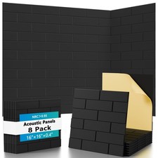 Clulutic 8 Pack Black Acoustic Panels 16"x16"x0.4"
