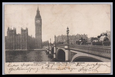 Ansichtskarte London / Westminster Bridge and Clock Tower / England