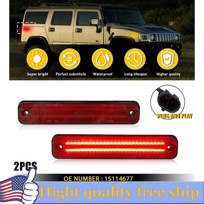 Rear Smoked Lens Red LED Side Marker Lights Lamps For 2003-2009 Hummer H2 EOOK