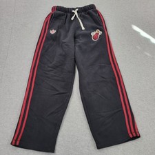 Adidas Miami Heat Pants Boys Large 14-16 NBA Trefoil Sweatpants Embroidery 24x27
