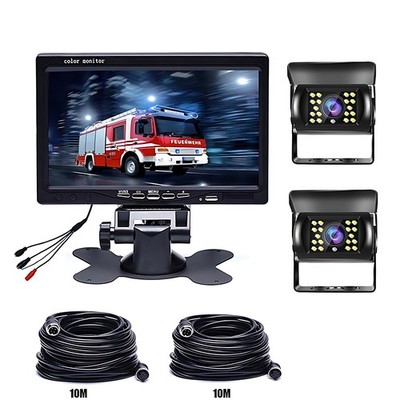 RÜCKFAHRSYSTEM Mit Monitor 2 X Rückfahrkamera 7'' Farbmonitor LKW 4Pin 5M/10M
