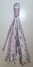 Fabric Keychain Bag Charm Key Ring Purple White New Lace Trim Gift Accessory