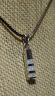 STERLING SILVER INLAYED OPAL BAR PENDANT SIGNED MF & 16" SERPENTINE .925 CHAIN — photo 3