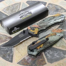 USA Master Tanto HS Rescue Black Blade Outdoor Camo Rescue Folding Pocket Knife