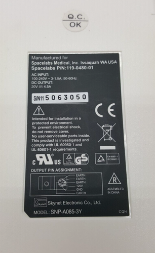 Original Skynet Electronics Spacelabs SNP-A085-3Y Adapter 20V 4.5A 90W - Picture 2 of 7