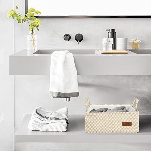 QiANBiRD Small Storage Basket for Organizing Home Closet Shelf Small/Beige - Bild 5 von 7