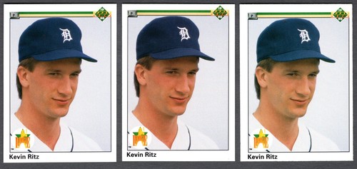 (3) 1990 UPPER DECK KEVIN RITZ ROOKIE CARD #98 LOT **NM-MT** DETROIT ...