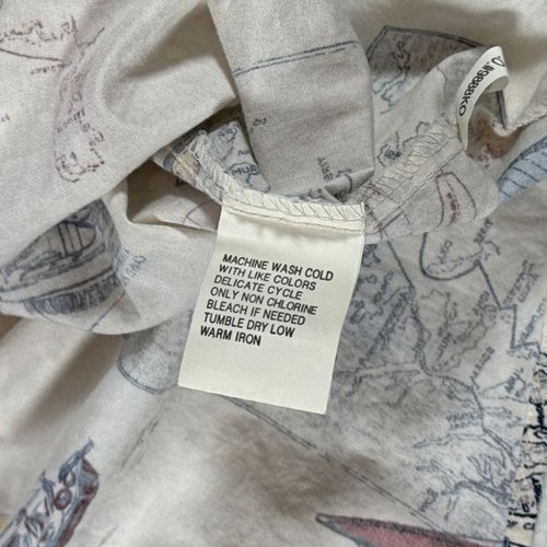 Vintage Nautical Print Button-Down Shirt with Sailboat and Map Design - M - Picture 7 of 7