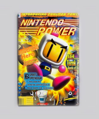 BOMBERMAN / NINTENDO POWER - 2'' x 3'' FRIDGE MAGNET (magazine n64 game retro