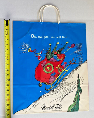 Dr. Seuss Grinch Christmas Marshall Field's Department Vintage 1998 Shopping Bag - Picture 7 of 7