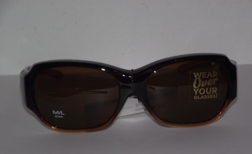 Solar Shield FGX polarized fits over glasses sunglasses size M / L Large brown
