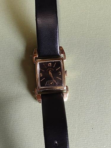 LORD ELGIN BLACK FACE 14ct GOLD FILLED GENTS / UNISEX WRISTWATCH - Picture 7 of 9
