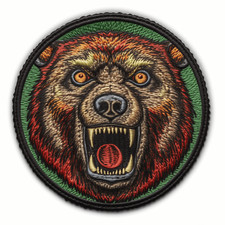 Grizzly Bear Patch Iron-on Applique Zombie Wild Animal Badge Mutated Apocalypse
