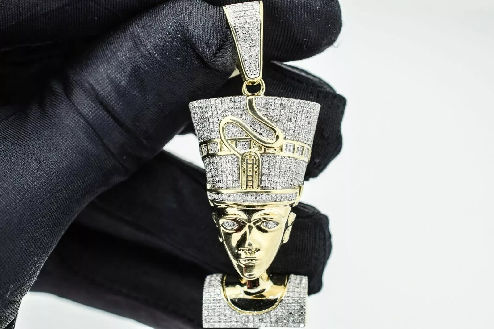 2 Ct Round Cut Diamond King Tut Pendant in 14K Gold Over