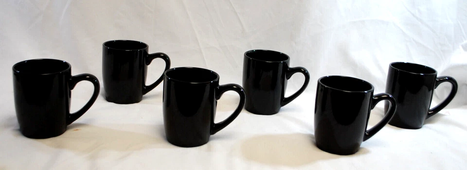 Royal Norfolk Black Stoneware Coffee Mugs Lot of 6 T1230 - Image 2 of 4