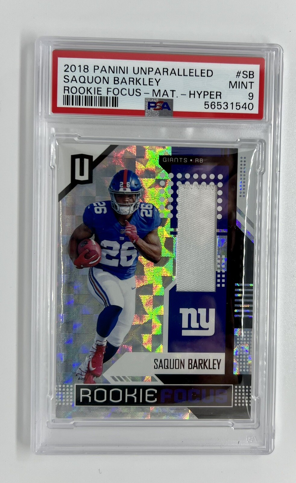 Saquon Barkley Panini Unparalleled Rookie Focus #SB Hyper
