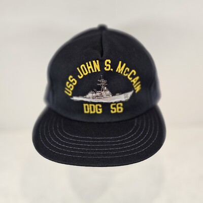 USS John S McCain DDG 56 Navy Snapback Hat Cap Made in USA Embroidered NWOT