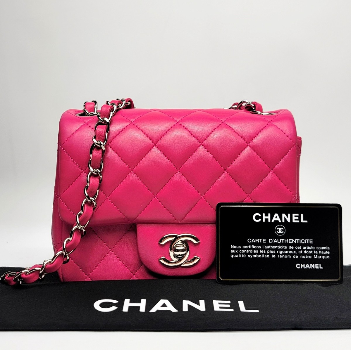 CHANEL Classic Mini Square Flap Quilted Pink Lambskin Leather