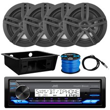 JVC Marine Receiver, 4x 6.5" Black Speakers, Radio Install Kit, Antenna, Wire