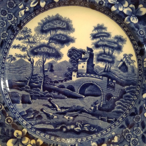 Piatto da portata Copeland Spode's Tower Transferware bordo Gadroon 10,5" - fienile swanky - Foto 2 di 12