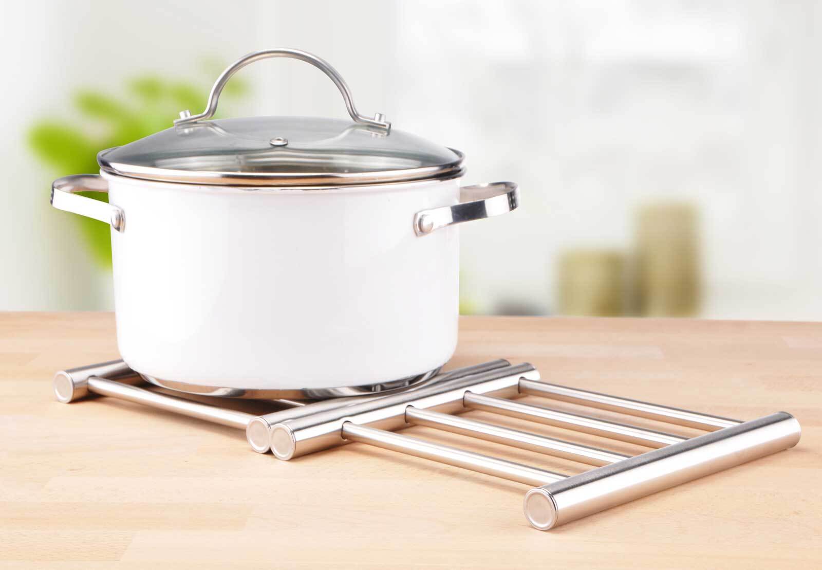 WE-STOCK Untersetzer Edelstahl 20cm - Hitzebeständig Mit Kugelfüßen