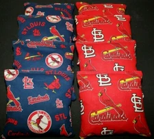 8 CORNHOLE BEAN BAGS made w St. Louis Cardinals fabric STL ACA Regulation MLB