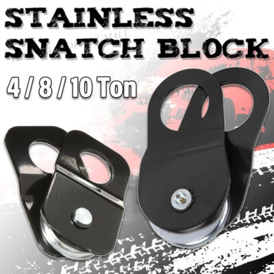 Heavy Duty Recovery Pulley Winch Snatch Block Off Road 4x4 - 4T, 8T, 10T Black