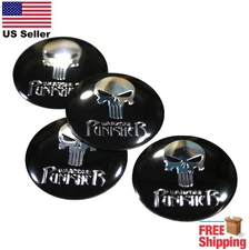(4 Pack) Warzone Punisher Wheel Center Cap Sticker Emblem Decals 2.2" Dome