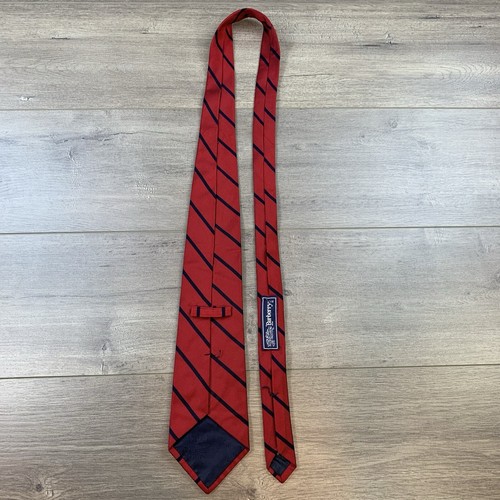 Vtg Burberrys’ Classic Silk Repp Tie Made By Hand In USA Red w/ Diagonal Navy - Picture 6 of 12
