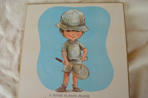 Vintage 1973 Fran Mar Wall Plaque #4440-X A Tennis Player's Prayer w Boy 11x9 - Picture 6 of 11
