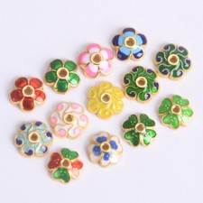 100pcs 8mm Enameled Flower Shape Golden Color Metal Bead Caps Loose Spacer Beads