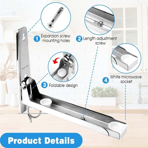 Kitchen Microwave Oven Wall Mount Bracket 304 Stainless Steel Stand Rack Holders - Picture 3 of 10