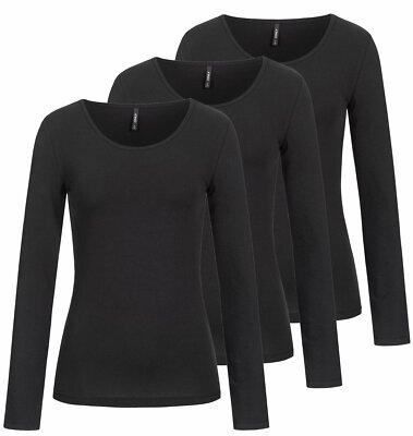 Only Damen Longsleeve 3er Pack Langarmshirt Rundhals Shirt Longshirt Oberteil